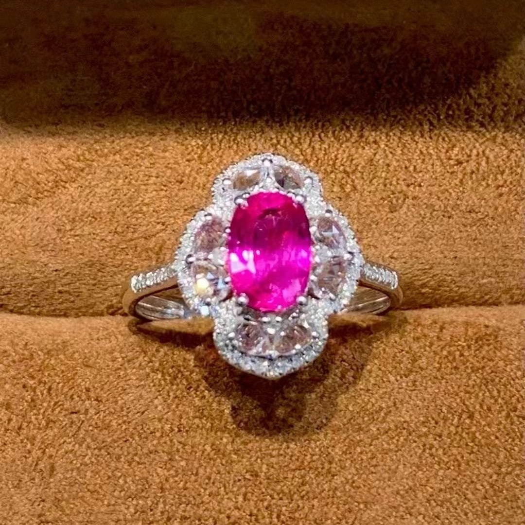 14k Gold 1.35 Ct Natural Ruby & Diamond & Sapphire Ring - 2