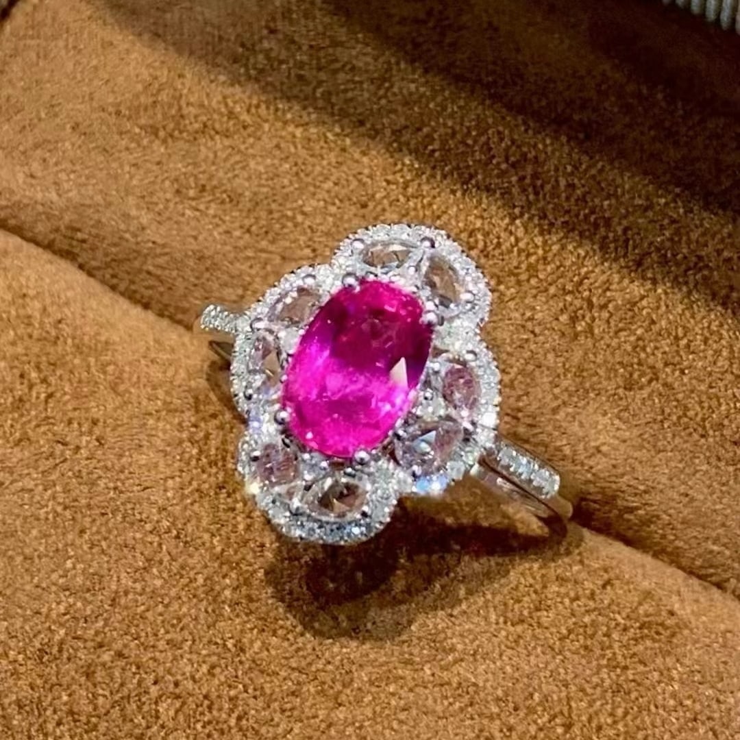 14k Gold 1.35 Ct Natural Ruby & Diamond & Sapphire Ring - 3