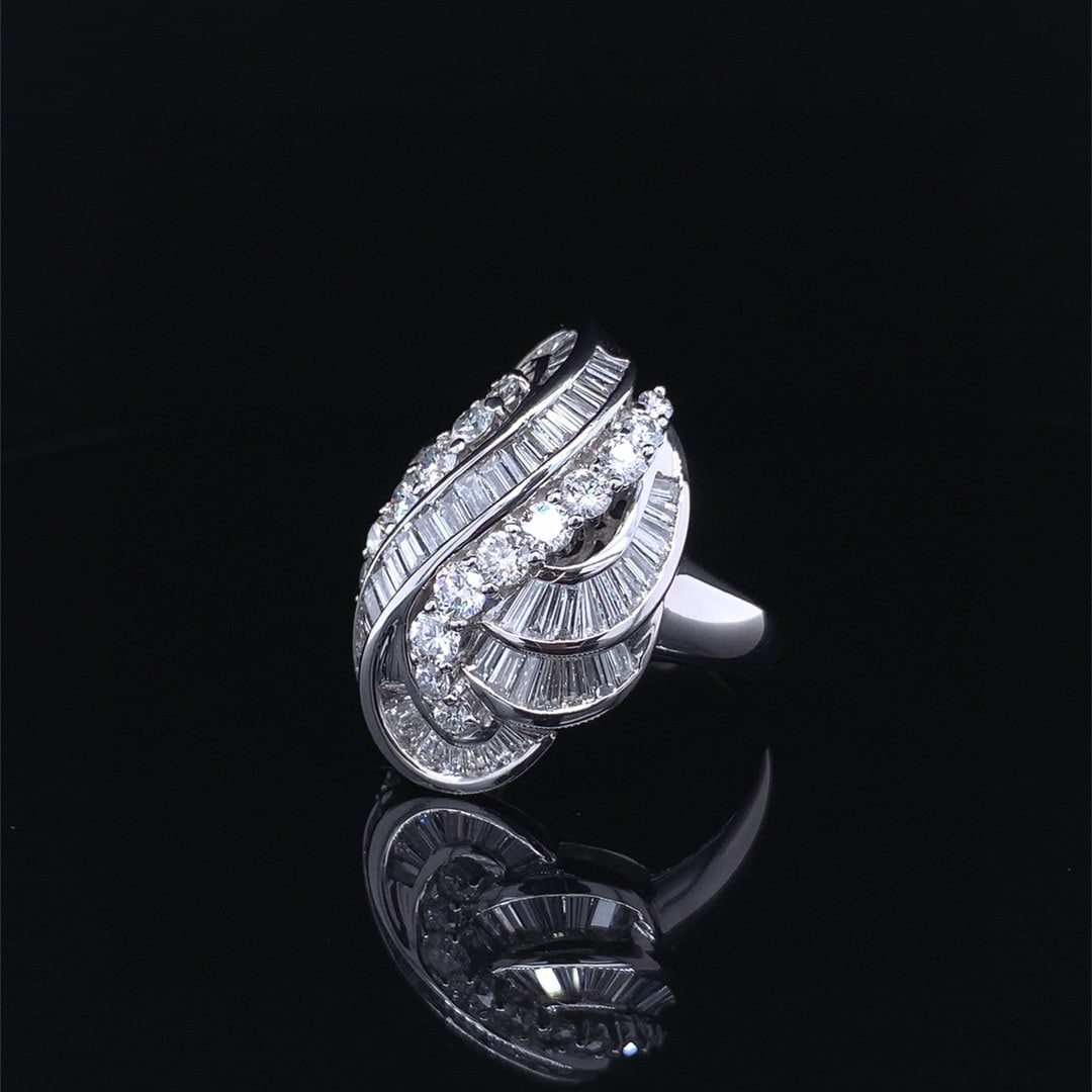 14k Gold 4.00 Ct Natural H Diamond Ring - 4