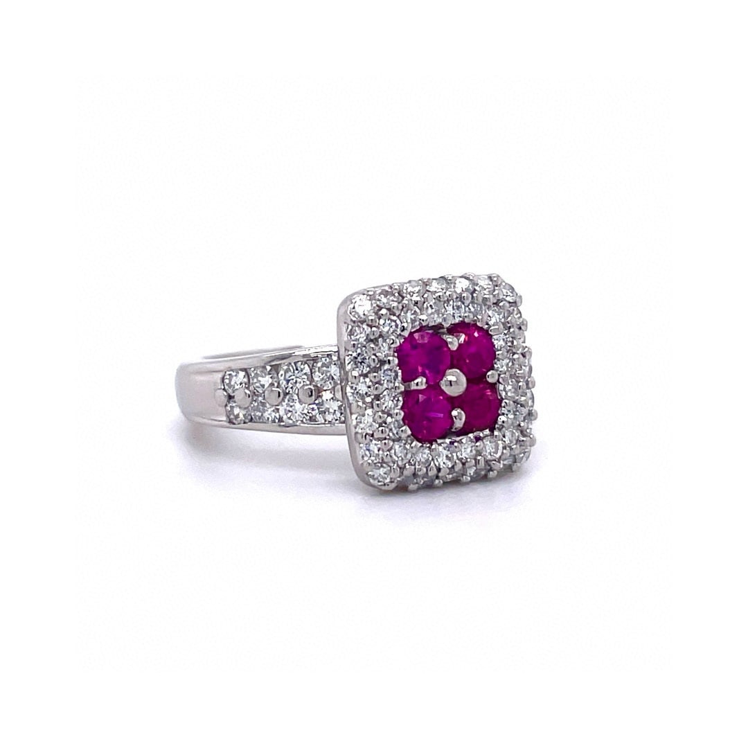 14k Gold 1.25 Ctw Natural Ruby & Diamond Ring - 2