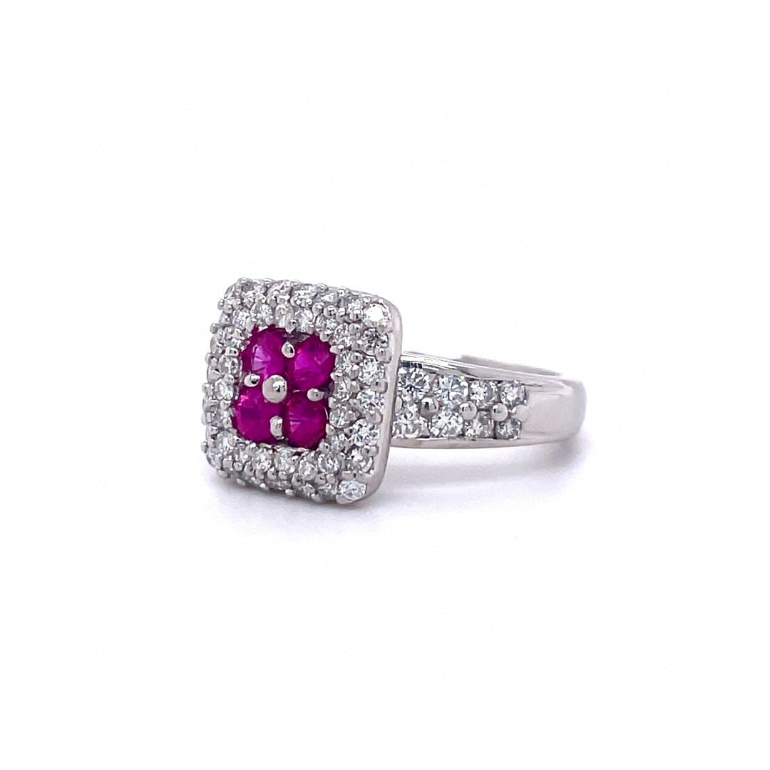 14k Gold 1.25 Ctw Natural Ruby & Diamond Ring - 3