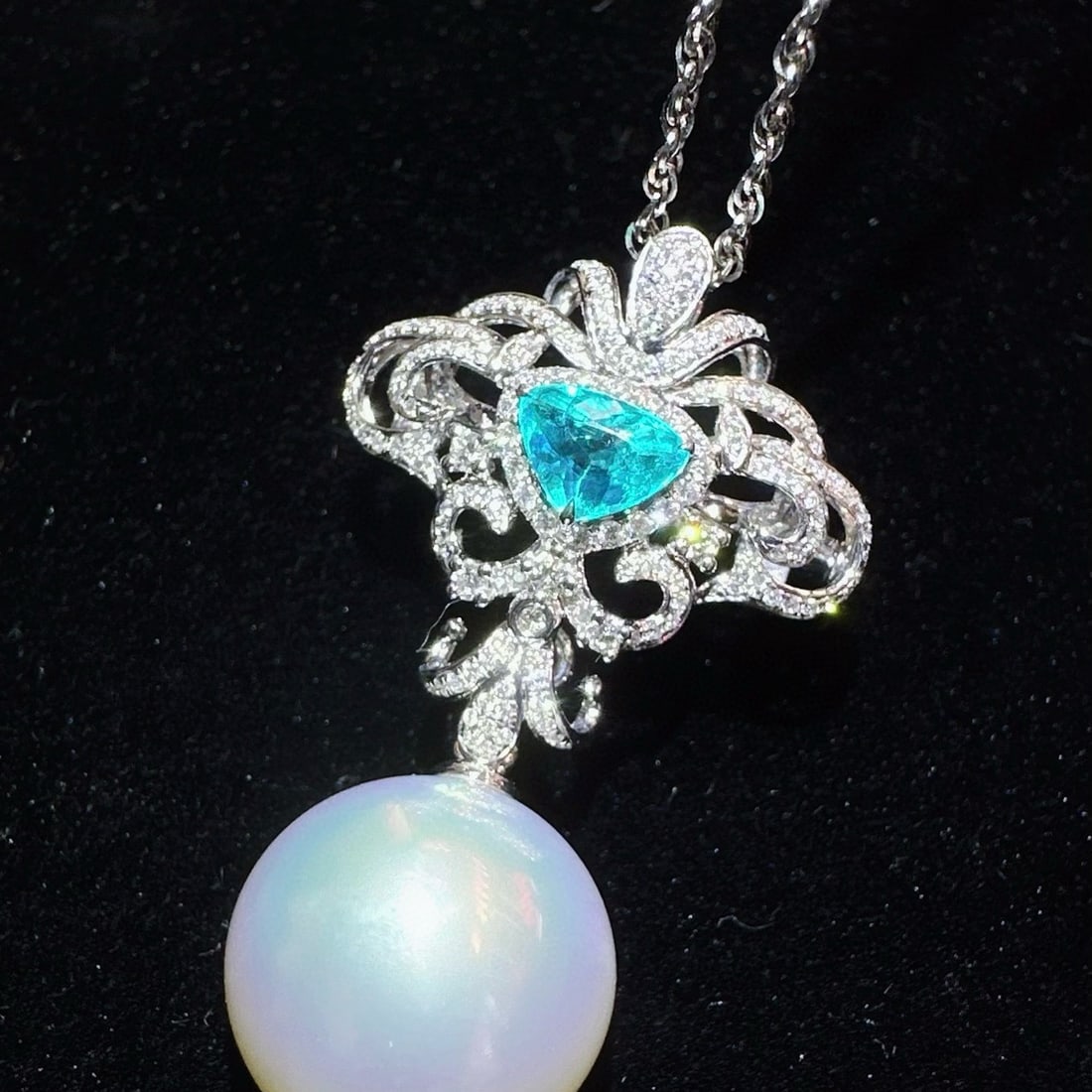 14k Gold 1.08 Ctw Natural Paraiba Tourmaline & Diamond Brooch/pendant( Without Chain ) - 2