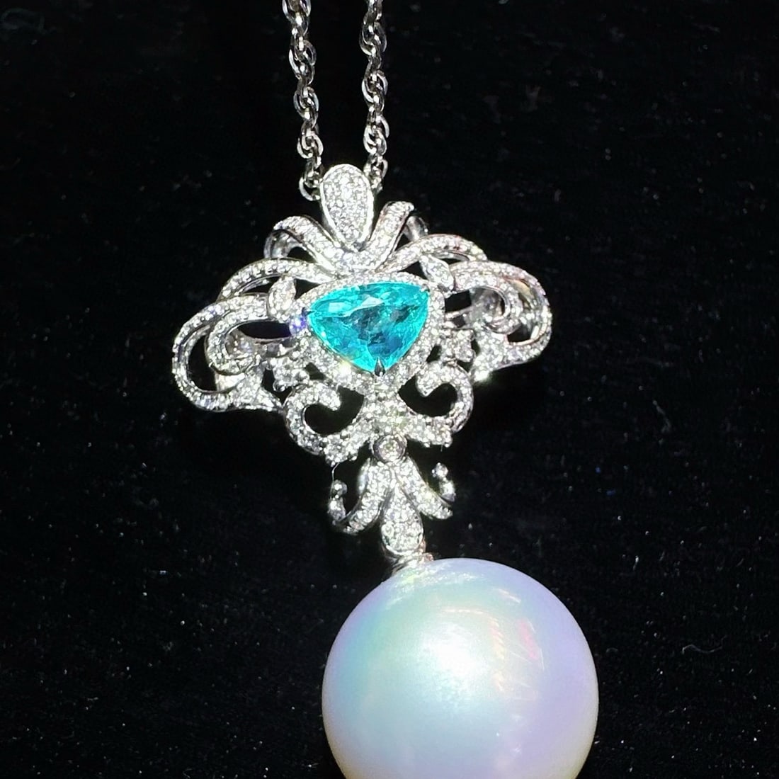 14k Gold 1.08 Ctw Natural Paraiba Tourmaline & Diamond Brooch/pendant( Without Chain ) - 3