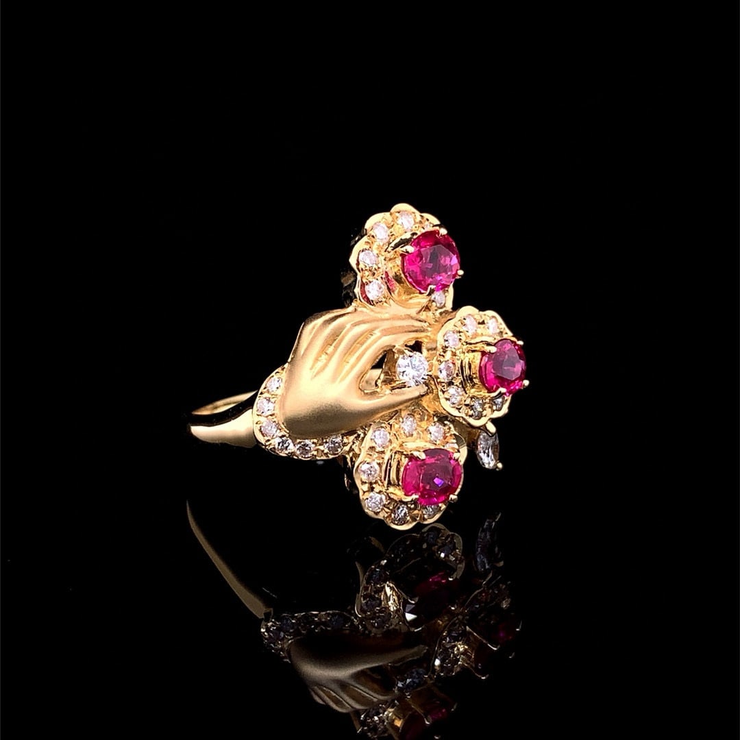 14k Gold 1.58 Ctw Natural Ruby & Diamond Ring - 3