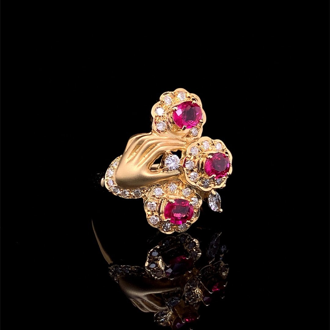 14k Gold 1.58 Ctw Natural Ruby & Diamond Ring - 4