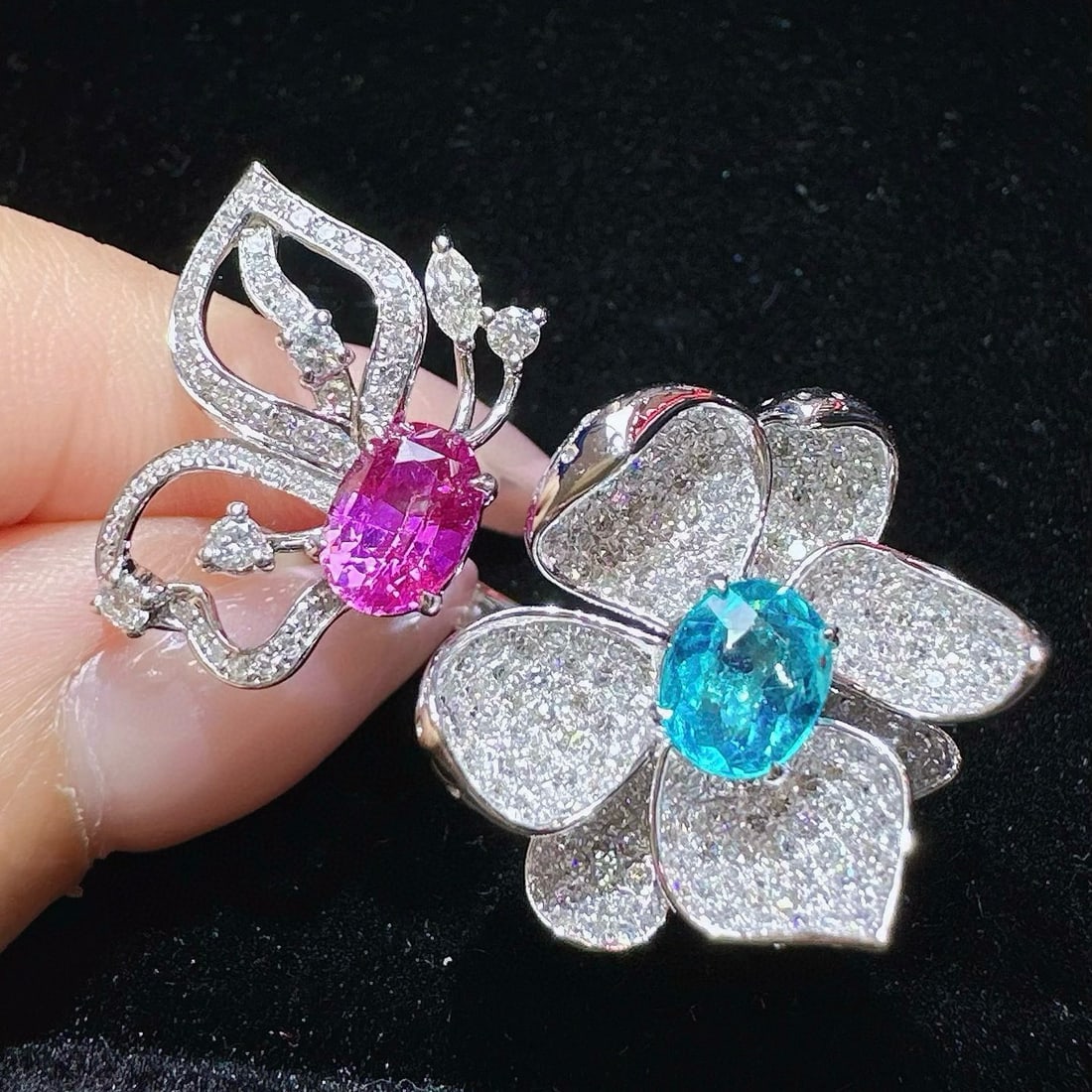 14k Gold 1.95 Ctw Natural Sapphire & Paraiba Tourmaline Ring - 2