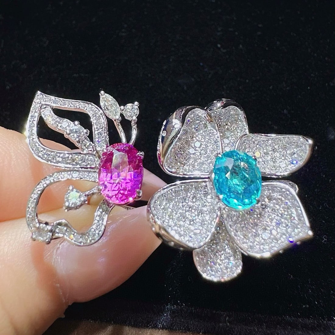 14k Gold 1.95 Ctw Natural Sapphire & Paraiba Tourmaline Ring - 4