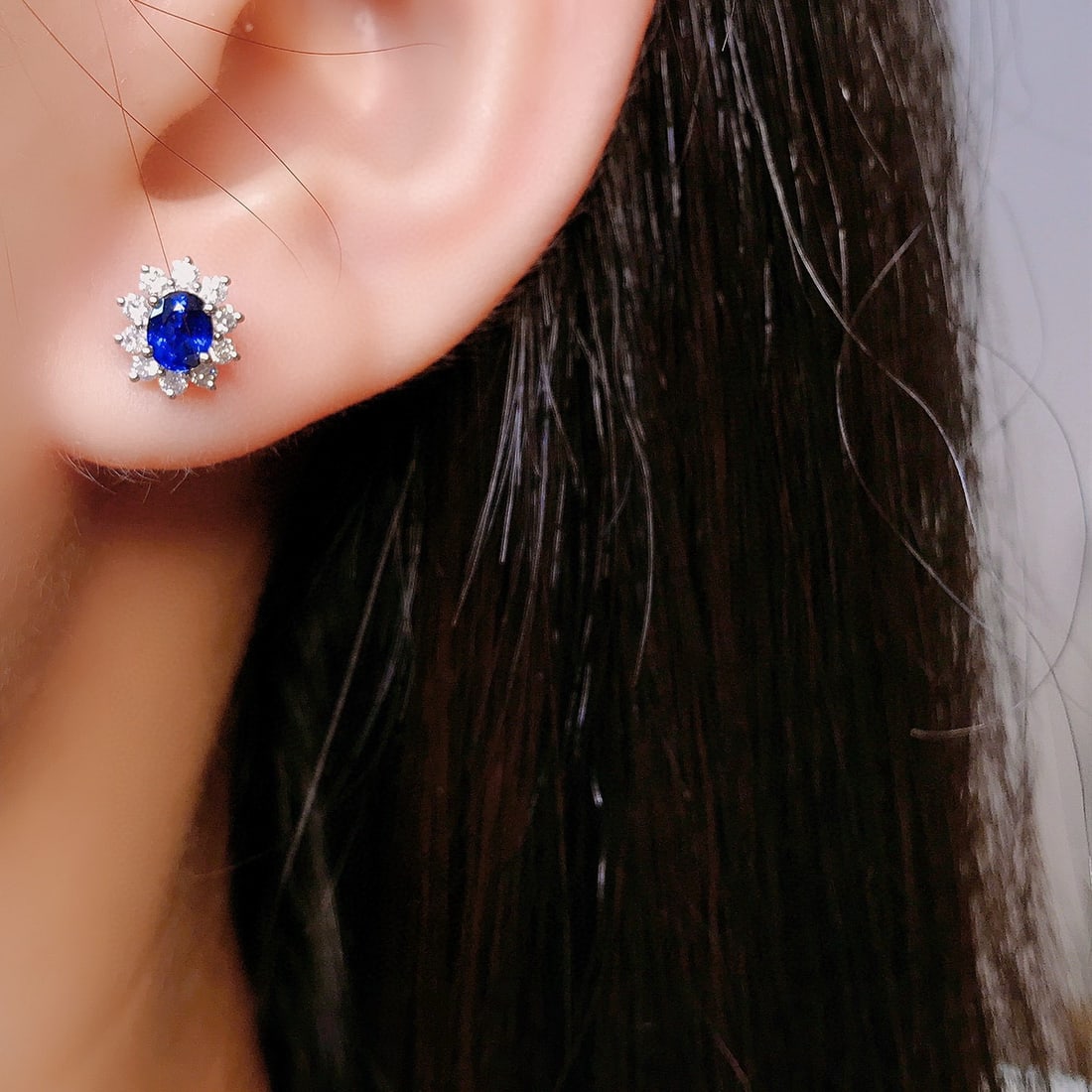 14k Gold 1.68 Ctw Natural Sapphire & Diamond Earrings - 4