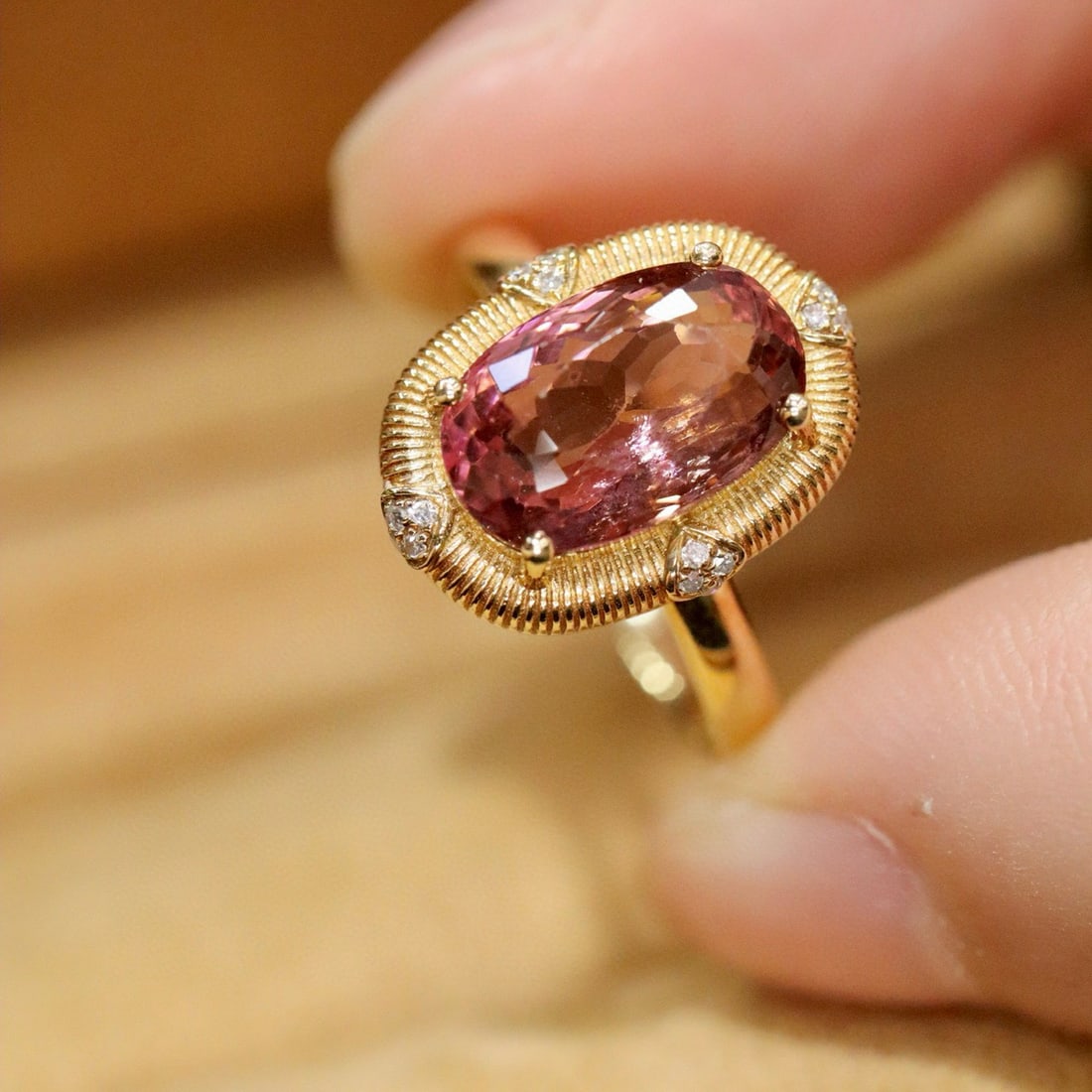 14k Gold 1.24 Ctw Natural Tourmaline & Diamond Ring - 2
