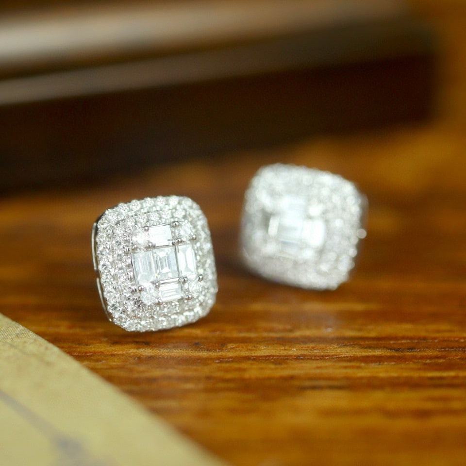 14k Gold 0.68 Ct Natural H Diamond Earrings - 2