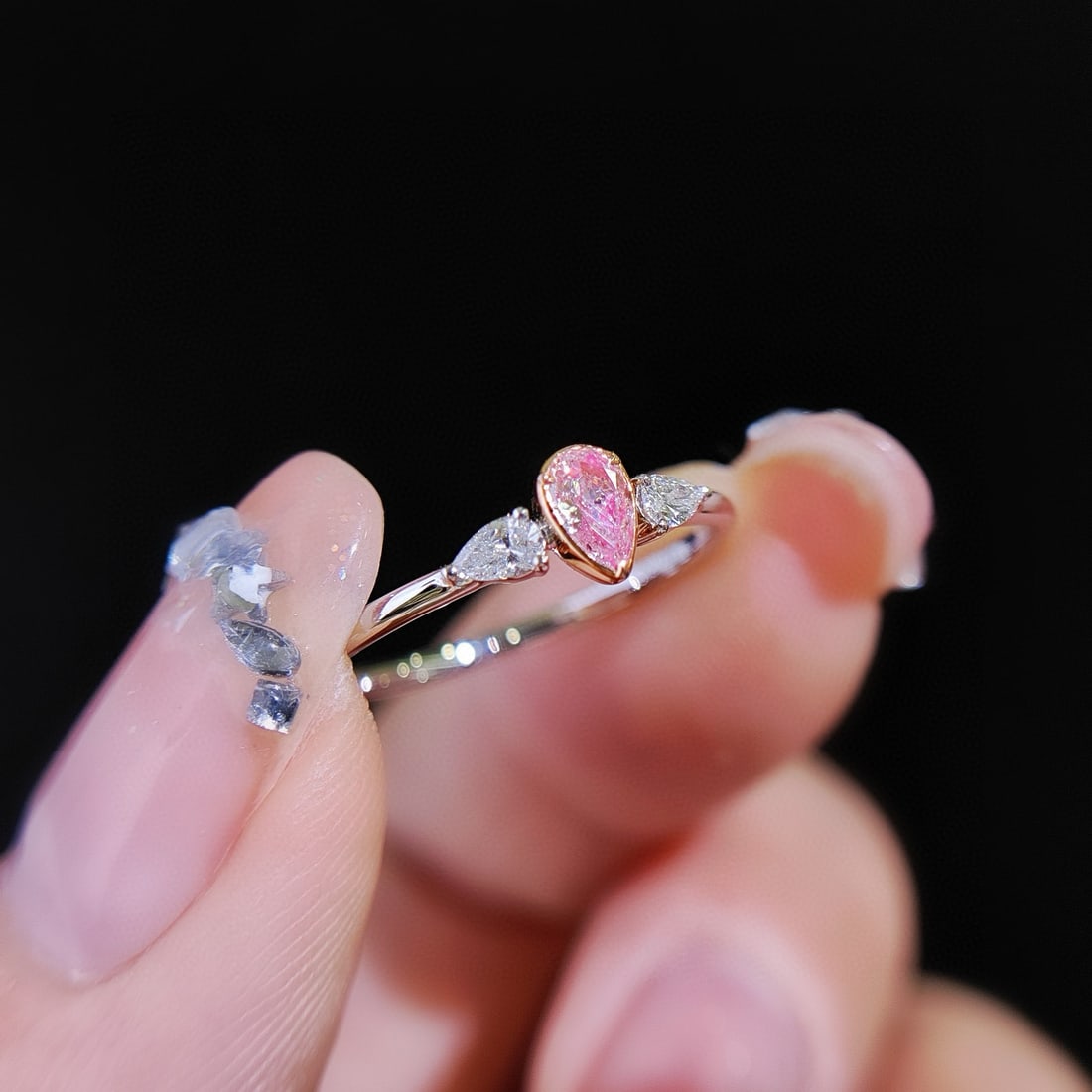 14k Gold 0.26 Ctw Natural Pink Diamond & Diamond Ring - 2