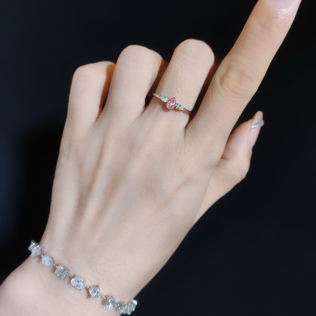 14k Gold 0.26 Ctw Natural Pink Diamond & Diamond Ring - 3