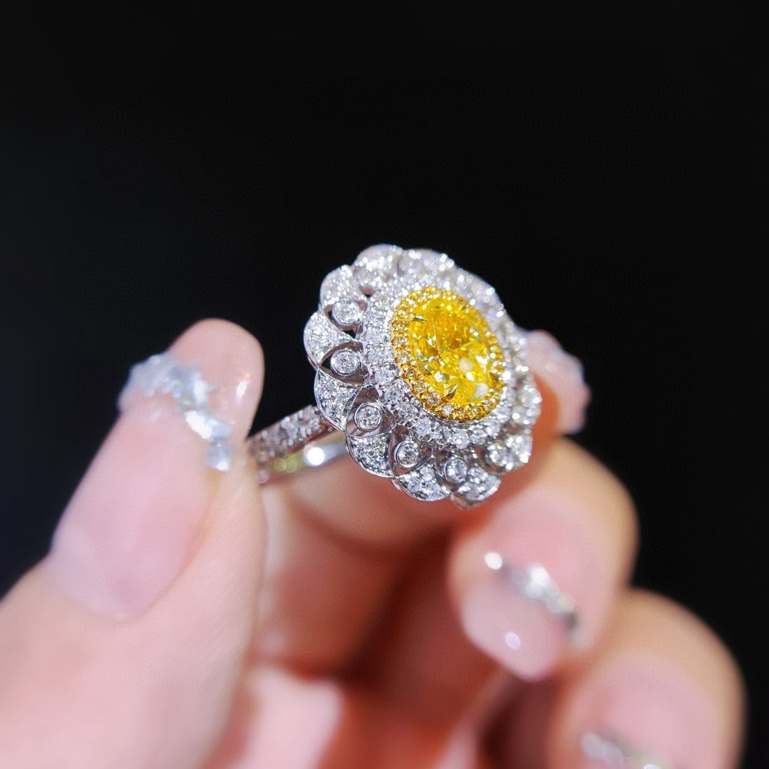 Gia Certified 14k Gold 1.62 Ctw Natural Yellow Diamond & Diamond Ring/pendant( Without Chain ) - 2