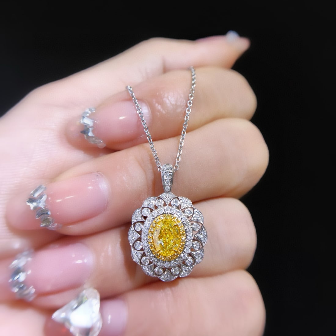 Gia Certified 14k Gold 1.62 Ctw Natural Yellow Diamond & Diamond Ring/pendant( Without Chain ) - 3