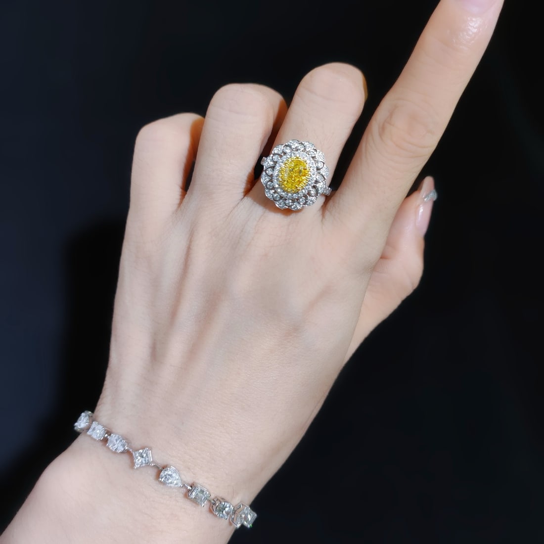 Gia Certified 14k Gold 1.62 Ctw Natural Yellow Diamond & Diamond Ring/pendant( Without Chain ) - 5