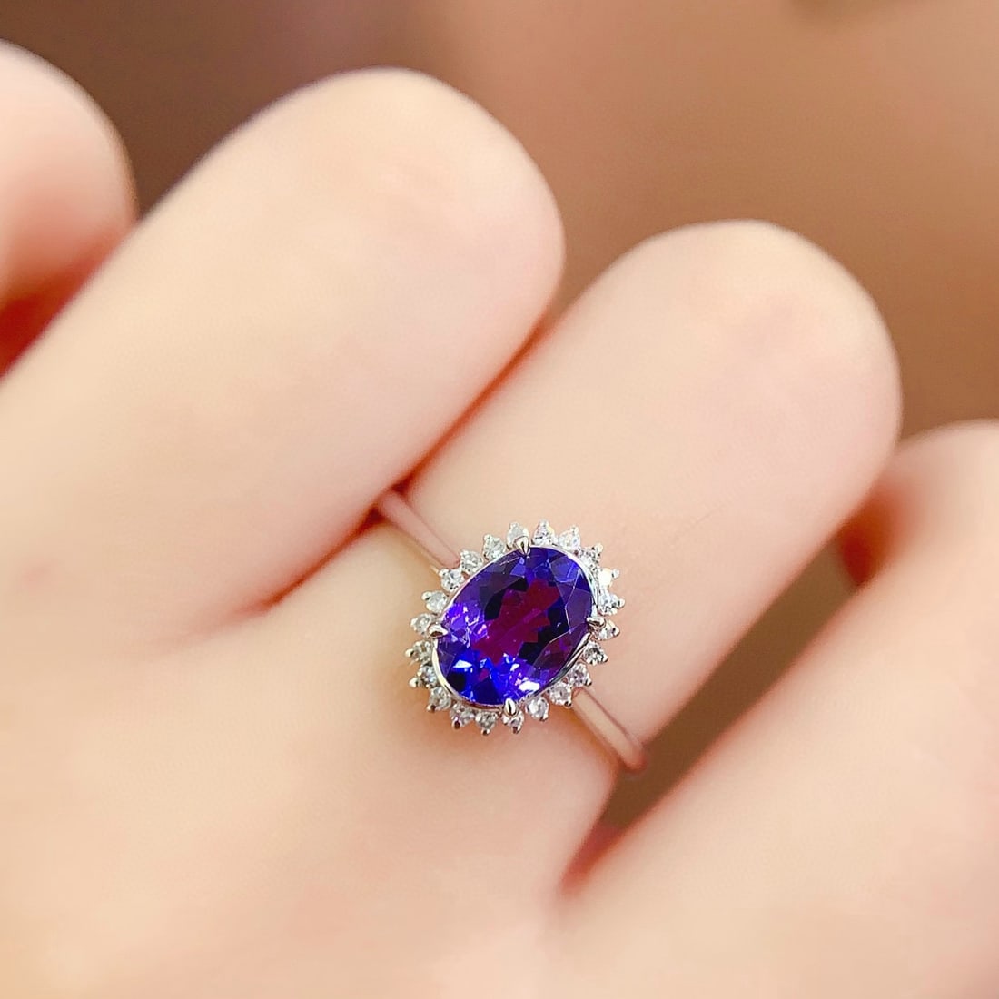 14k Gold 1.2 Ct Natural Tanzanite & Diamond Ring - 7