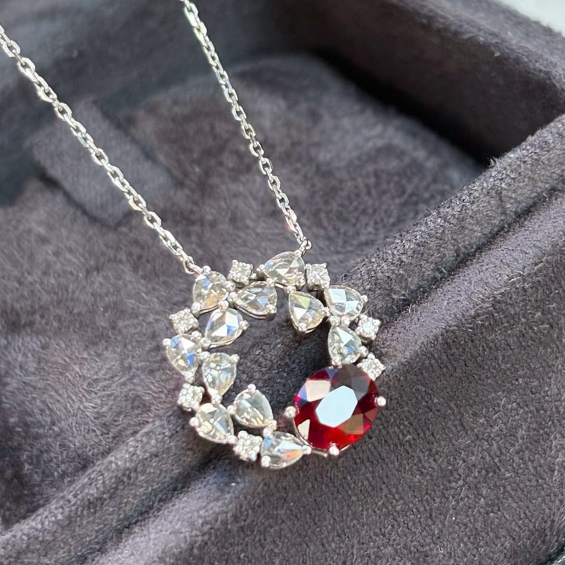 14k Gold 1.41 Ctw Natural Ruby & Diamond Necklace - 2