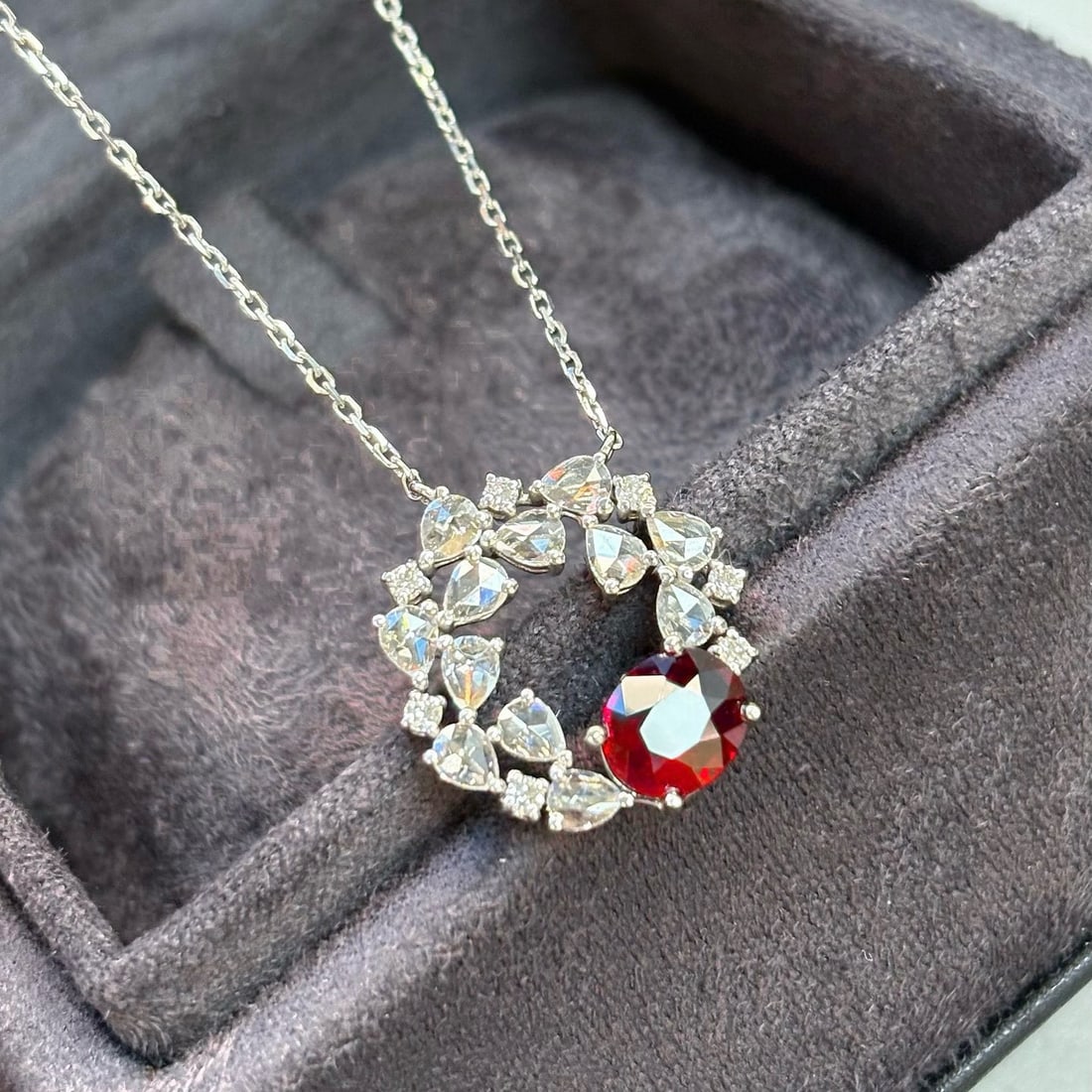 14k Gold 1.41 Ctw Natural Ruby & Diamond Necklace - 3