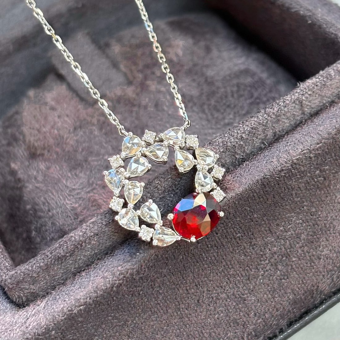 14k Gold 1.41 Ctw Natural Ruby & Diamond Necklace - 4