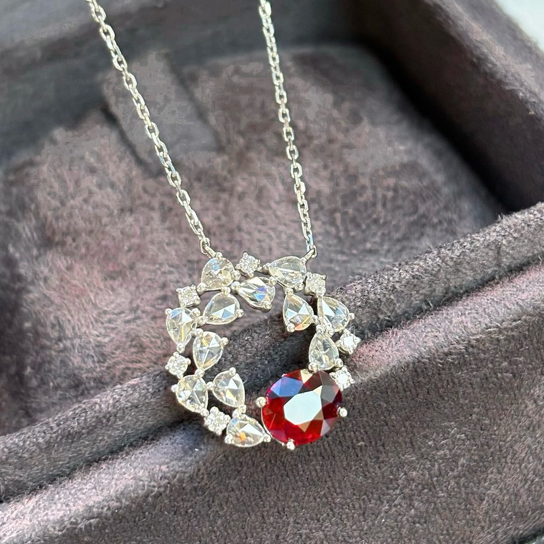 14k Gold 1.41 Ctw Natural Ruby & Diamond Necklace - 5