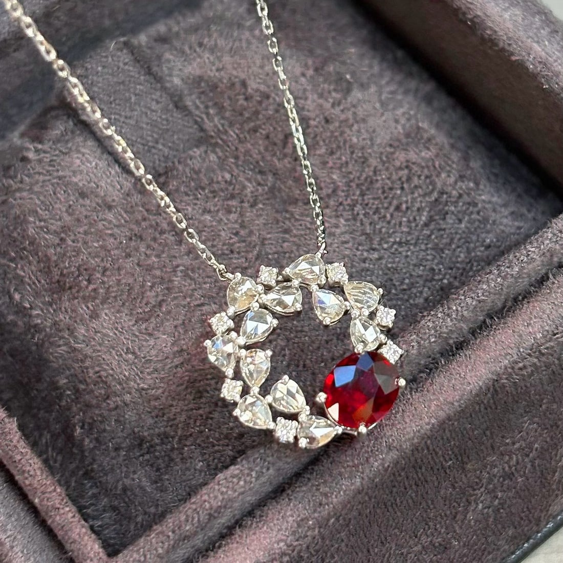 14k Gold 1.41 Ctw Natural Ruby & Diamond Necklace - 6