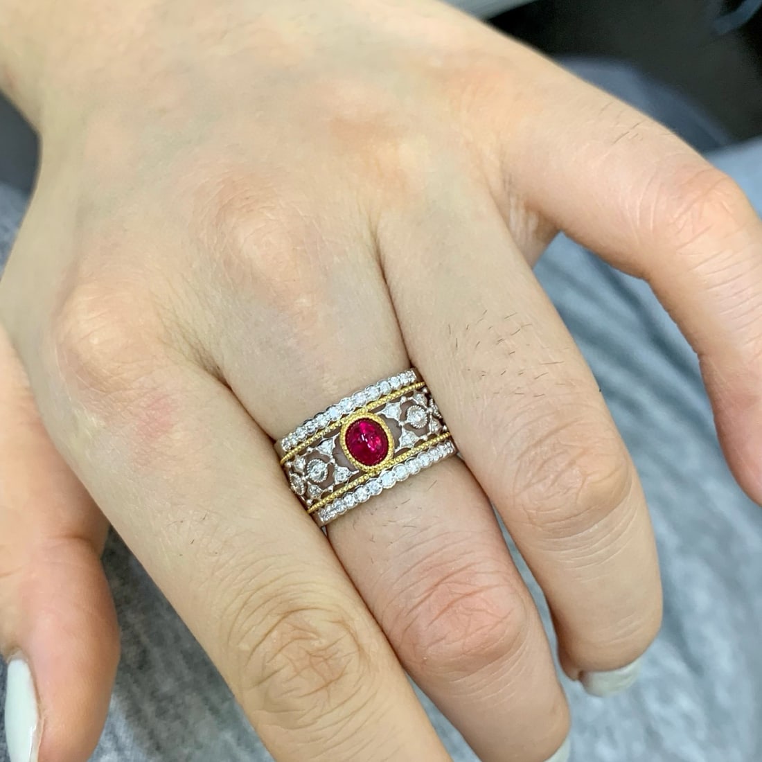 14k Gold 1.05 Ctw Natural Ruby & Diamond Ring - 6