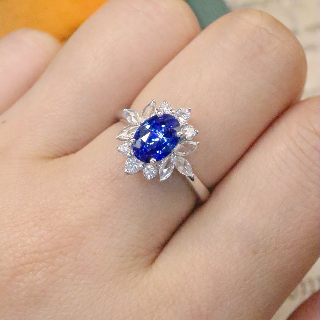 14k Gold 1.74 Ctw Natural Sapphire & Diamond Ring - 4