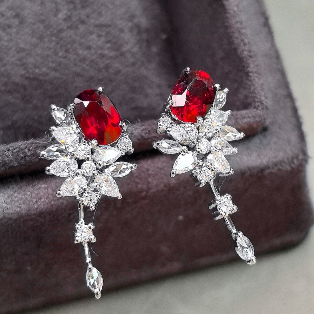 14k Gold 2.40 Ctw Natural Ruby & Diamond Earrings - 2