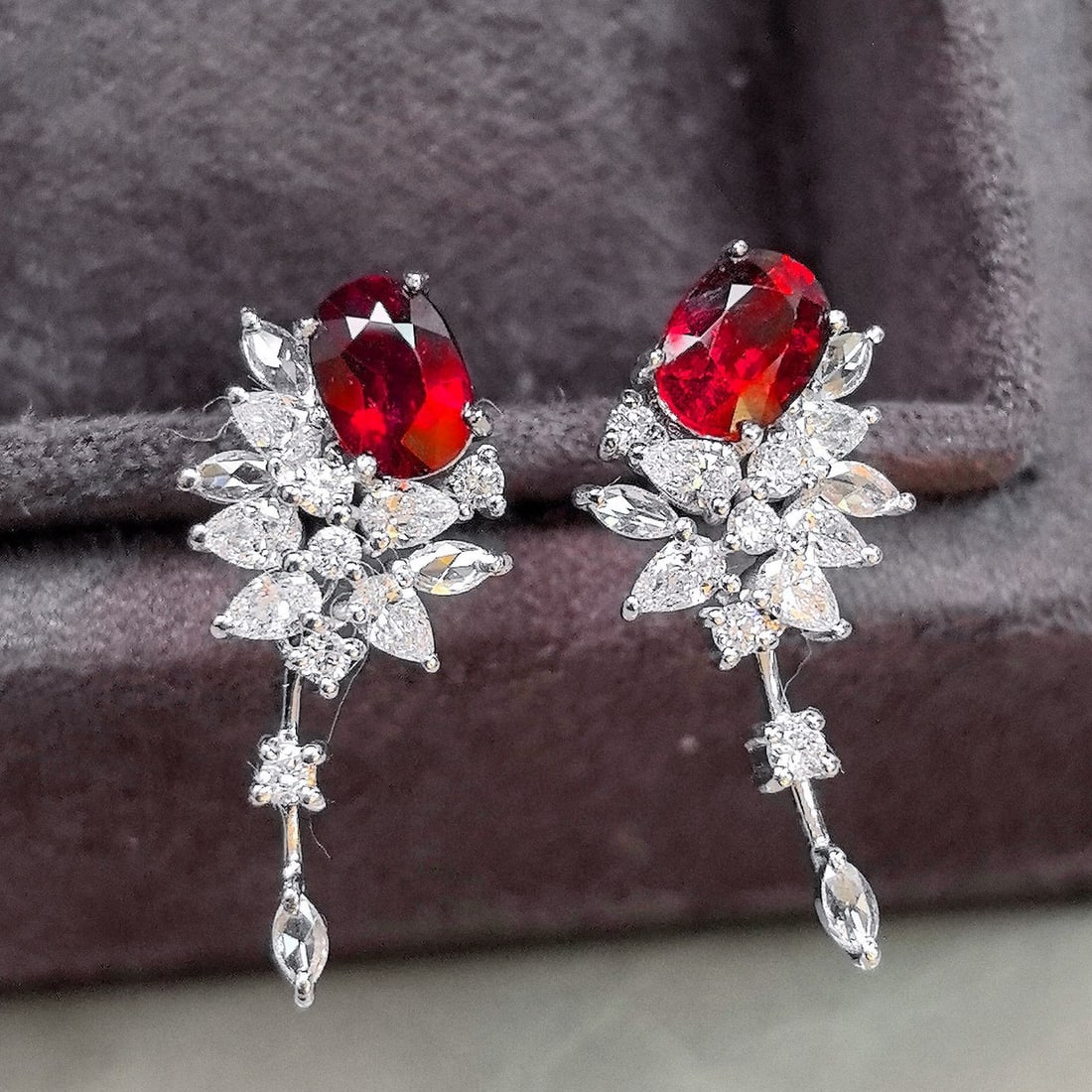 14k Gold 2.40 Ctw Natural Ruby & Diamond Earrings - 3
