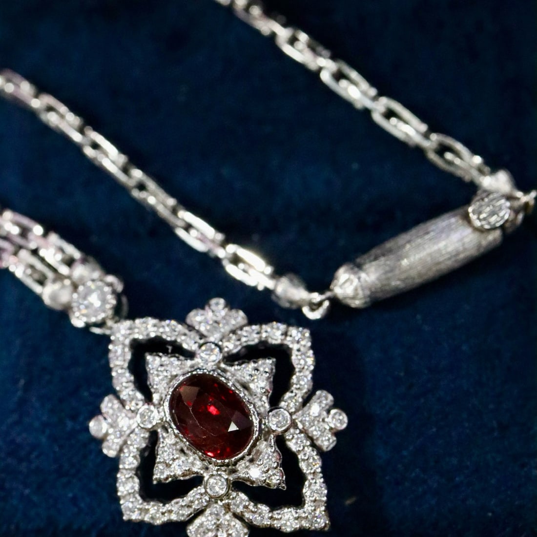 14k Gold 1.48 Ctw Natural Ruby & Diamond Necklace - 2