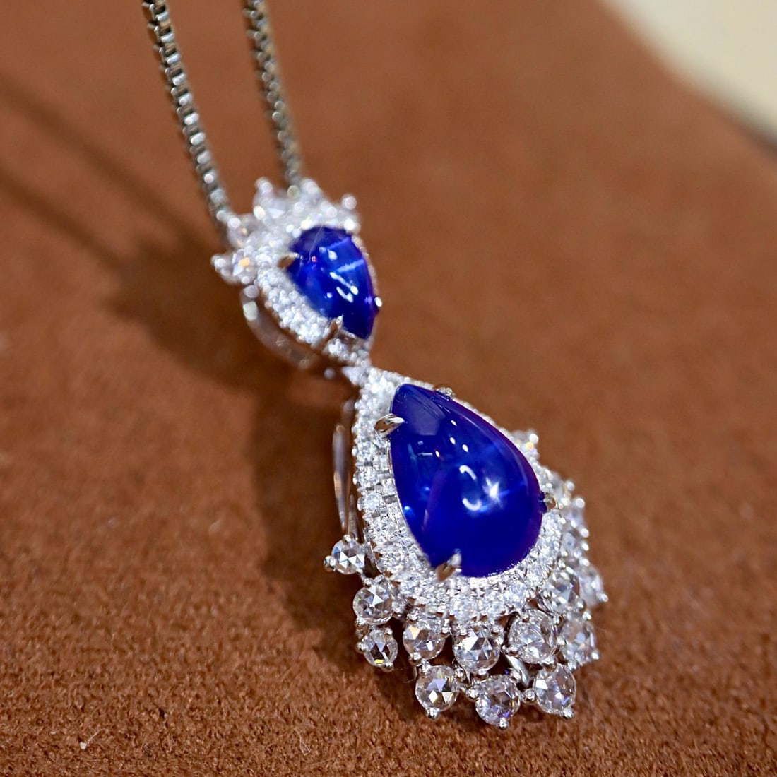 14k Gold 2.30 Ctw Natural Sapphire & Diamond Pendant( Without Chain ) - 2