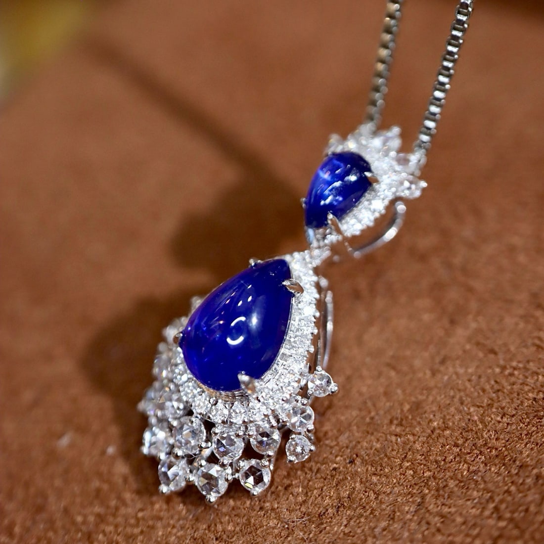 14k Gold 2.30 Ctw Natural Sapphire & Diamond Pendant( Without Chain ) - 3