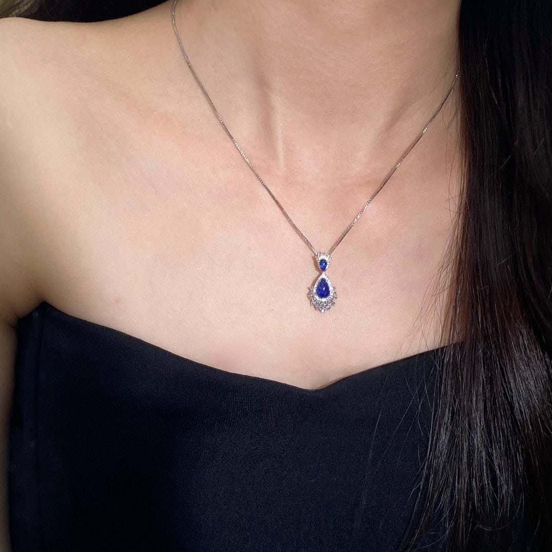 14k Gold 2.30 Ctw Natural Sapphire & Diamond Pendant( Without Chain ) - 4