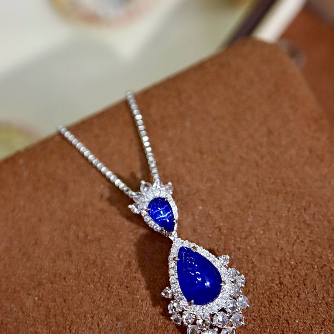 14k Gold 2.30 Ctw Natural Sapphire & Diamond Pendant( Without Chain ) - 5