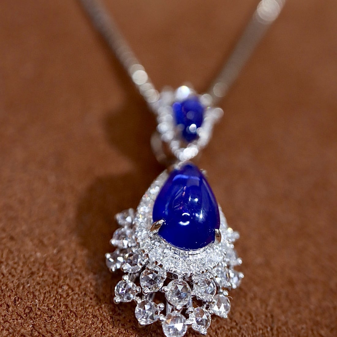 14k Gold 2.30 Ctw Natural Sapphire & Diamond Pendant( Without Chain ) - 7