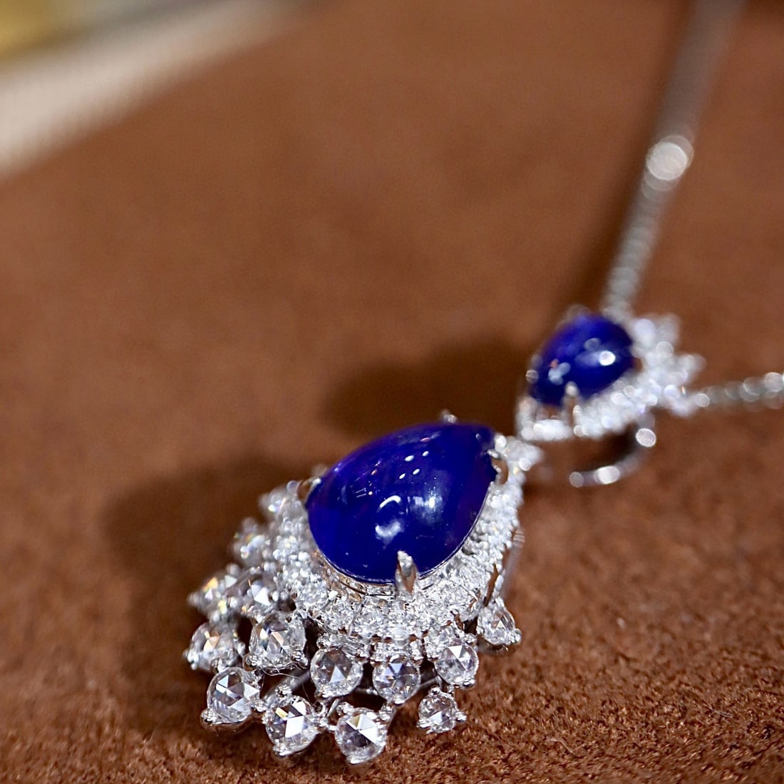 14k Gold 2.30 Ctw Natural Sapphire & Diamond Pendant( Without Chain ) - 8