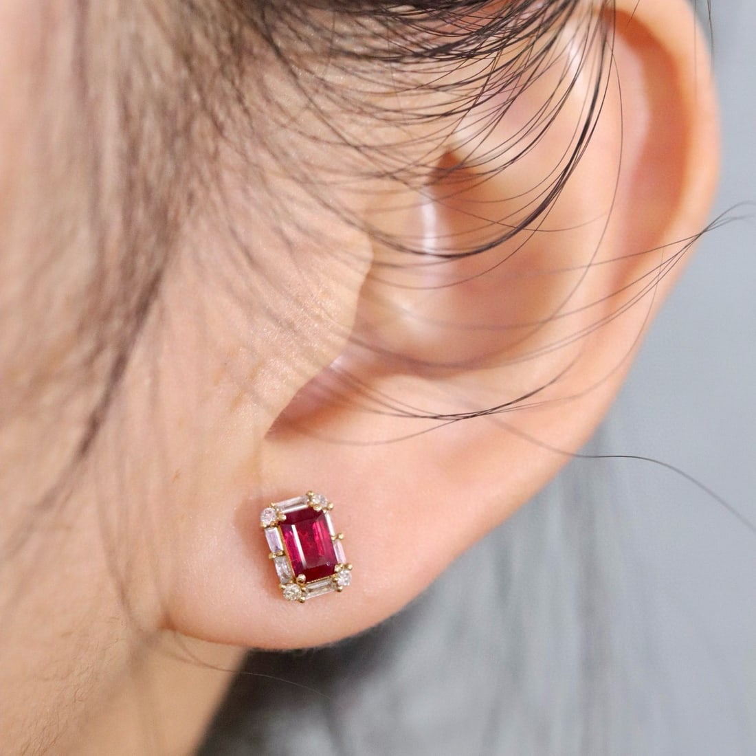 14k Gold 1.05 Ctw Natural Ruby & Diamond Earrings - 6