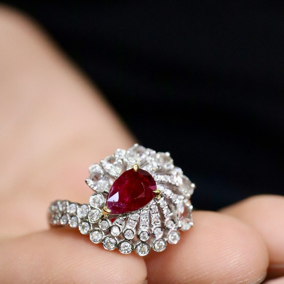 14k Gold 1.38 Ctw Natural Ruby & Diamond Ring - 2