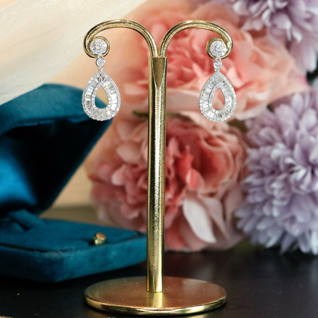 14k Gold 1.24 Ct Natural H Diamond Earrings - 3