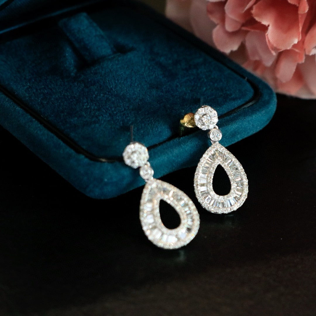 14k Gold 1.24 Ct Natural H Diamond Earrings - 7