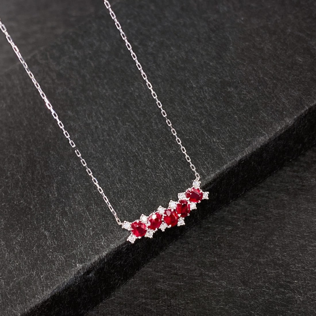 14k Gold 0.97 Ctw Natural Ruby & Diamond Necklace - 4