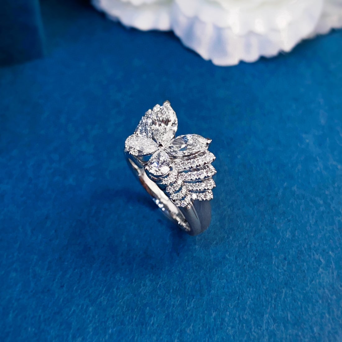 Gia Certified 14k Gold 1.89 Ctw Natural E-f Si1 Marquise & Pear Diamond Ring - 6