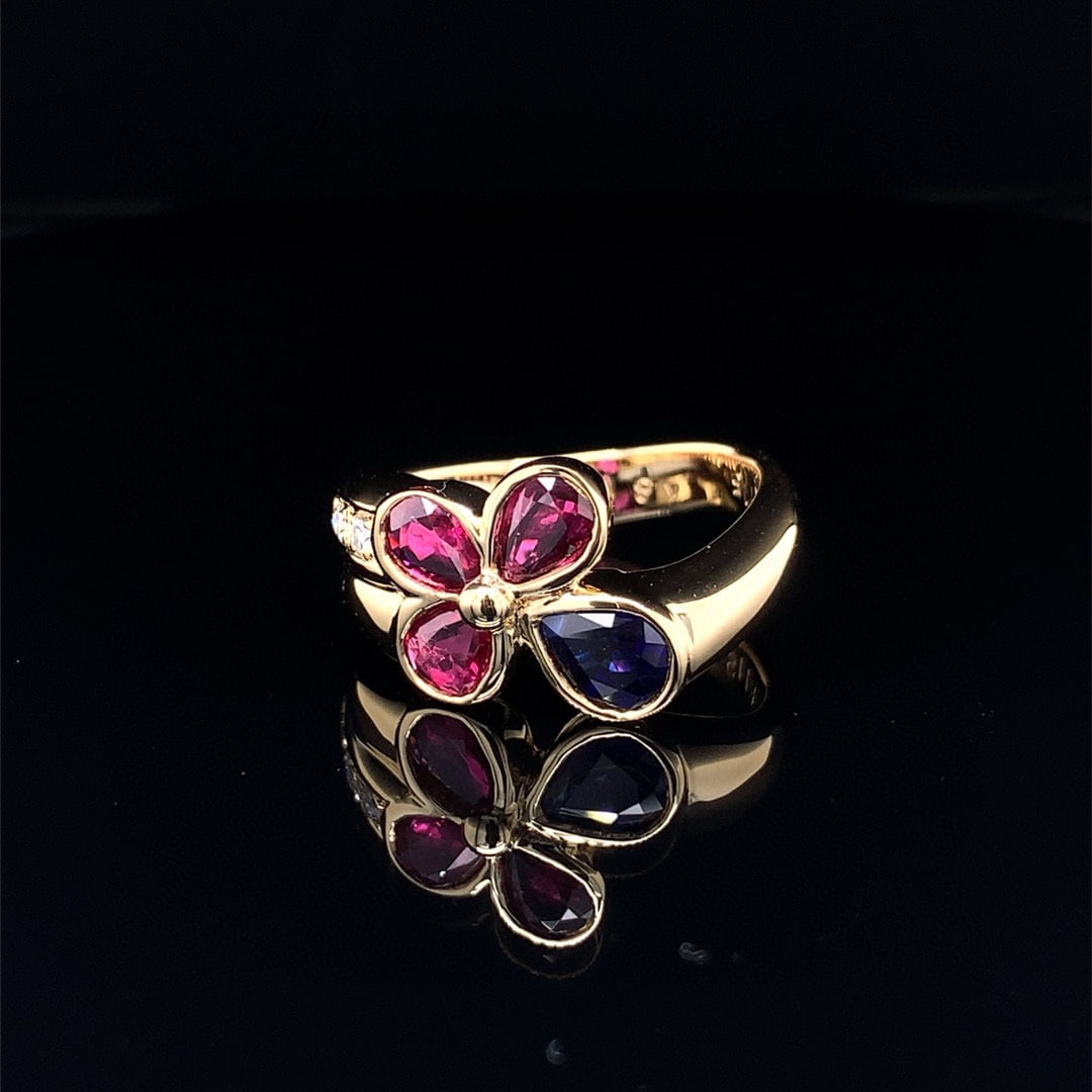 14k Gold 1.81 Ctw Natural Ruby & Sapphire Ring - 2