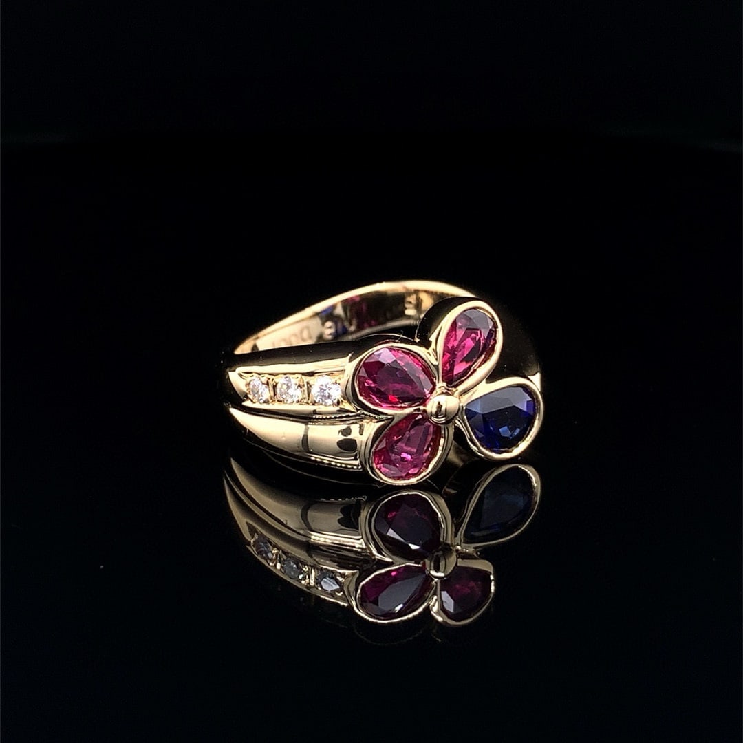 14k Gold 1.81 Ctw Natural Ruby & Sapphire Ring - 3