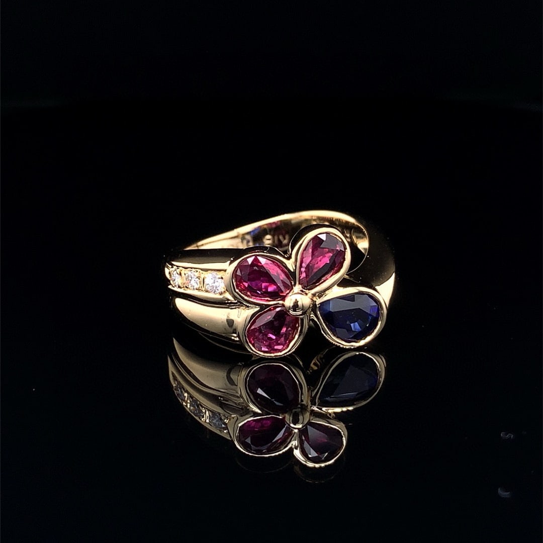 14k Gold 1.81 Ctw Natural Ruby & Sapphire Ring - 4