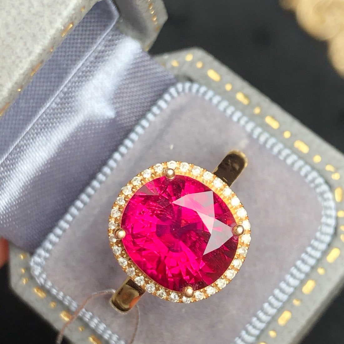 14k Gold 3.85 Ct Natural Tourmaline & Diamond Ring - 2