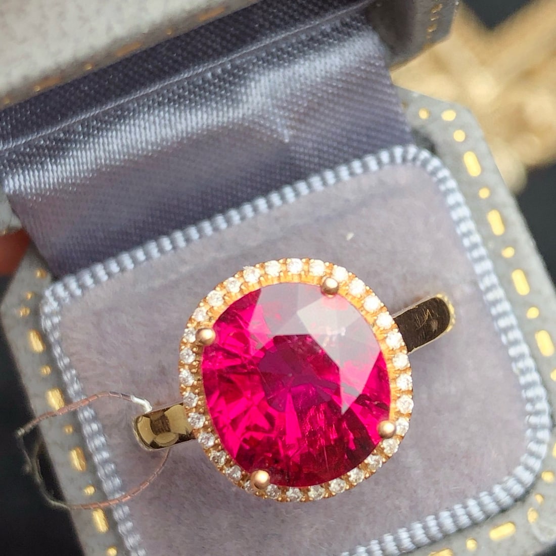 14k Gold 3.85 Ct Natural Tourmaline & Diamond Ring - 6