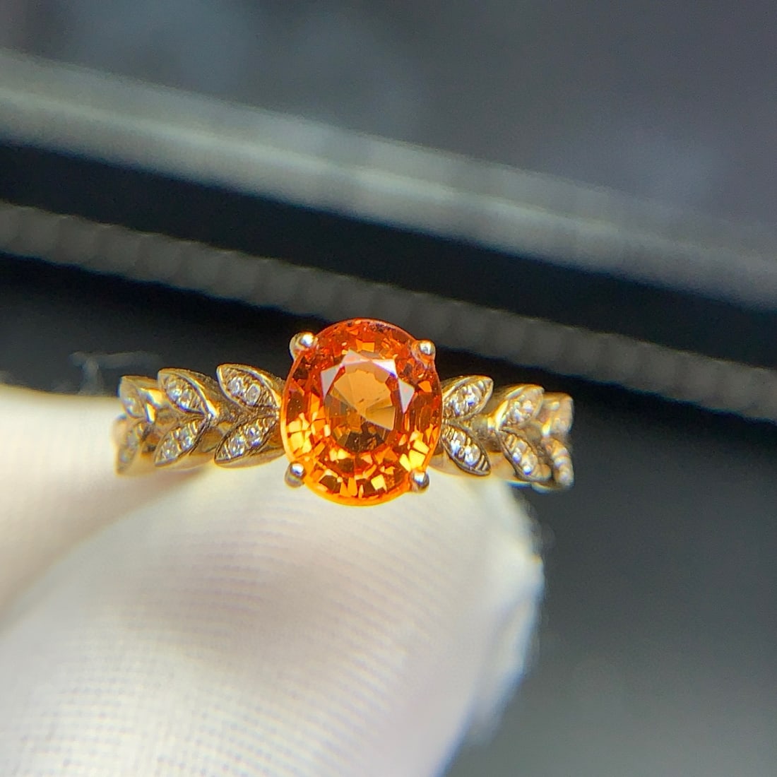 14k Gold 1.98 Ct Natural Spessartine & Diamond Ring - 2