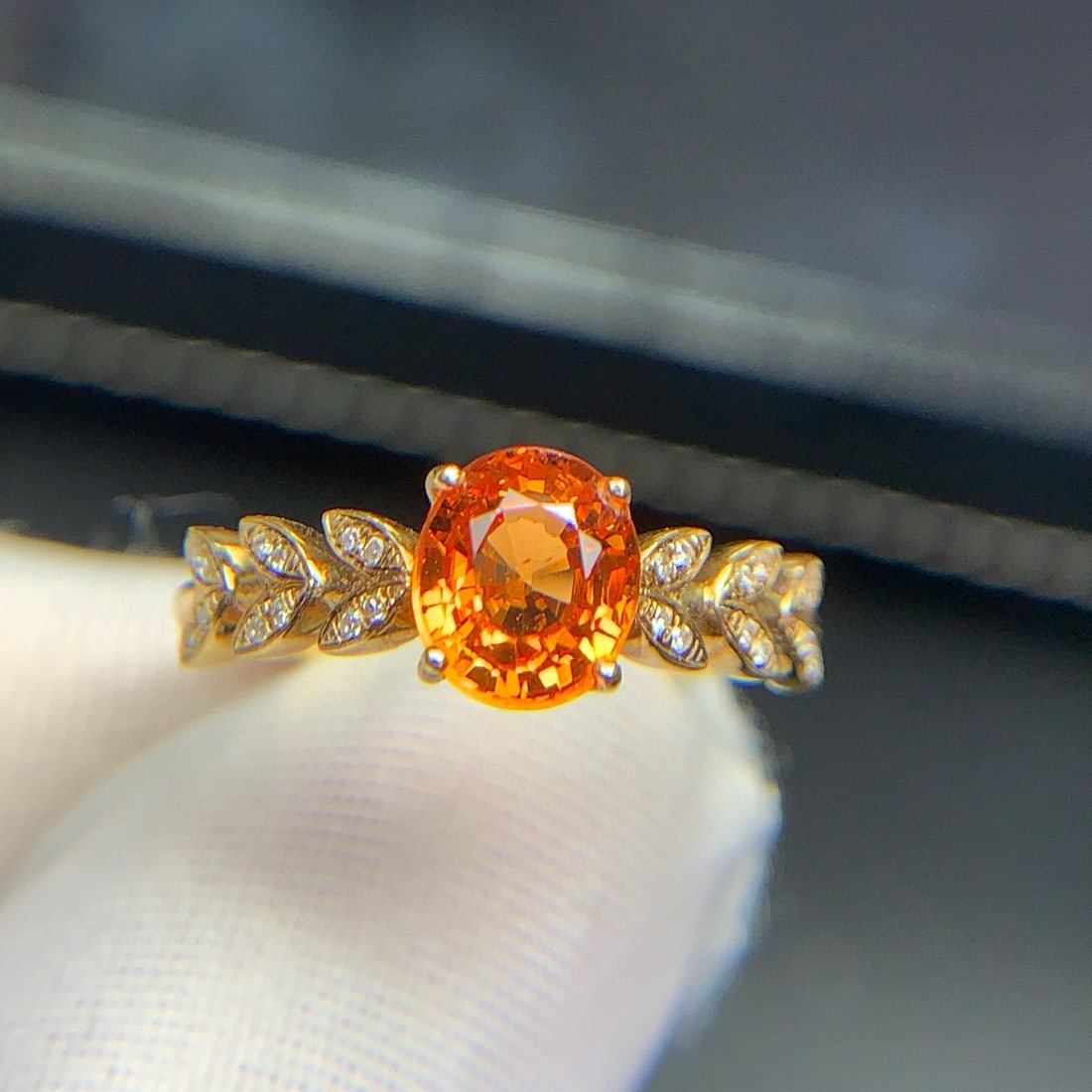 14k Gold 1.98 Ct Natural Spessartine & Diamond Ring - 3