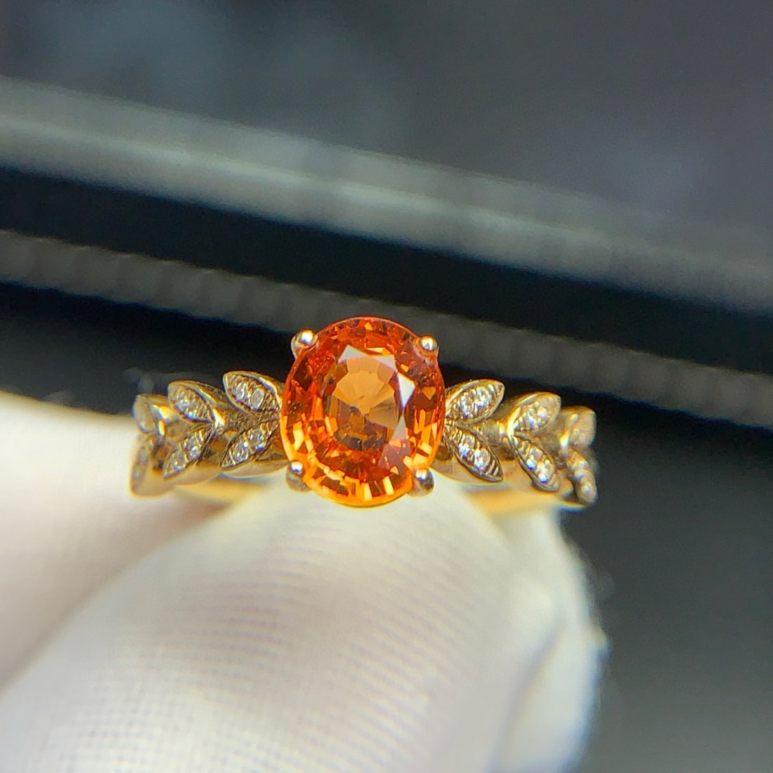 14k Gold 1.98 Ct Natural Spessartine & Diamond Ring - 4